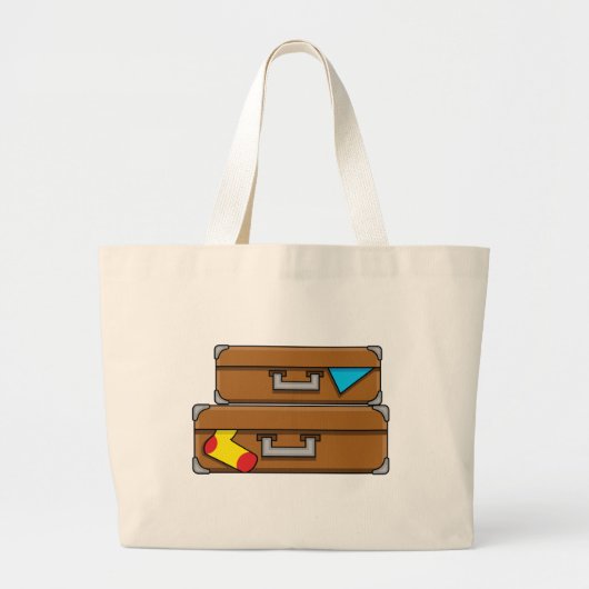 Cartoon Luggage Grote Tote Bag (Voorkant)