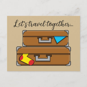 Cartoon Luggage jouw tekst toevoegen Feestdagenkaart