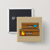 Cartoon Luggage Vierkante Button 5,1 Cm (Voorkant /achterkant)