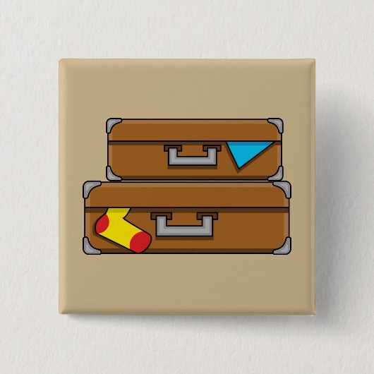 Cartoon Luggage Vierkante Button 5,1 Cm (Voorkant)