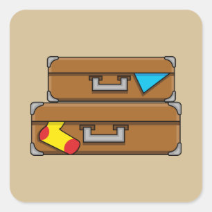 Cartoon Luggage Vierkante Sticker