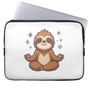 Cartoon luiaard draagt kerst laptop sleeve