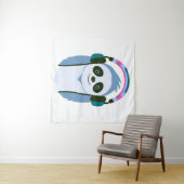 Cartoon luiaard met hoofdtelefoon wandkleed (In Situ (horizontaal))