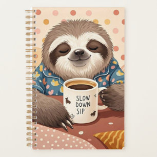 Cartoon luiaard met overdreven slaperige ogen planner