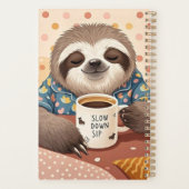 Cartoon luiaard met overdreven slaperige ogen planner (Achterkant)