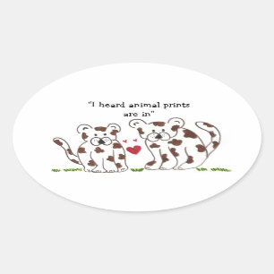 Cartoon Luipaarden met Moppige Spreuk Ovale Sticker