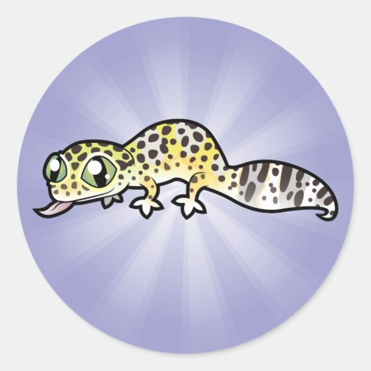 Cartoon Luipaardgekko Ronde Sticker (Voorkant)