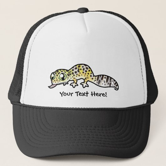 Cartoon Luipaardgekko Trucker Pet (Voorkant)