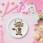 Cartoon Mad Koe Papieren Bordje (Feest)