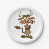 Cartoon Mad Koe Papieren Bordje (Voorkant)