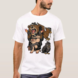 Cartoon maffia animal design t-shirt
