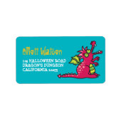 Cartoon Magenta Magic Dragon Kind Halloween Adres Etiket (Voorkant)