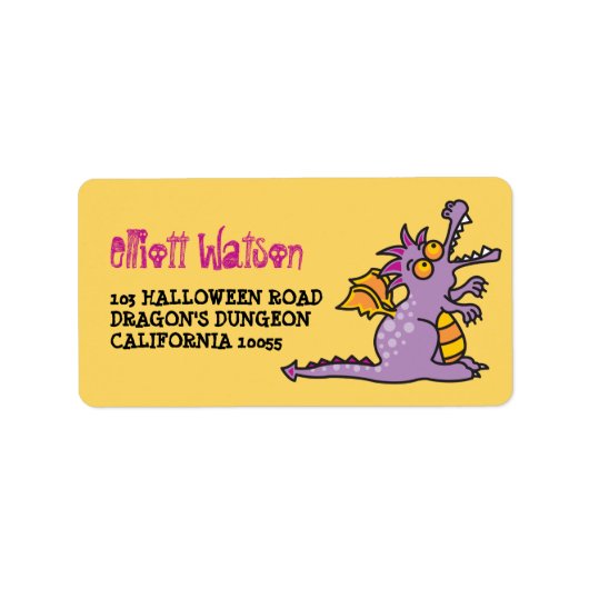 Cartoon Magic Dragon Halloween Adresetiketten Etiket (Voorkant)