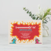 Cartoon Magic Dragons Breathe Fire Halloween Party Kaart (Staand voorkant)