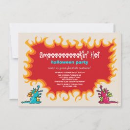 Cartoon Magic Dragons Breathe Fire Halloween Party Kaart