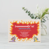 Cartoon Magic Dragons Breathe Fire Halloween Party Kaart (Staand voorkant)