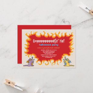 Cartoon Magic Dragons Breathe Fire Halloween Party Kaart