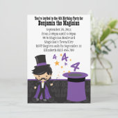 Cartoon Magician met Magic Pet 4th Verjaardag Kaart (Staand voorkant)