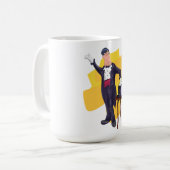 Cartoon Magiciër die goocheltruc op podium uitvoer Koffiemok (Voorkant links)