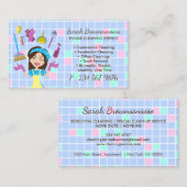 Cartoon Maid House Cleaning Service Tegels Home Visitekaartje (Voorkant / Achterkant)