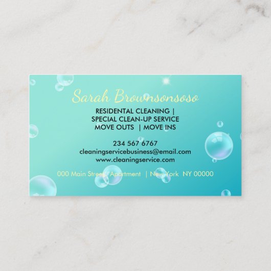 Cartoon Maid House Cleaning Service Visitekaartje (Achterkant)