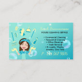 Cartoon Maid House Cleaning Service Visitekaartje (Voorkant)