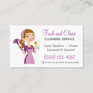 Cartoon Maid House Cleaning Service Visitekaartje