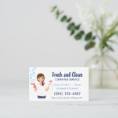 Cartoon Maid House Cleaning Service Visitekaartje (Staand voorkant)