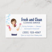 Cartoon Maid House Cleaning Service Visitekaartje (Voorkant)