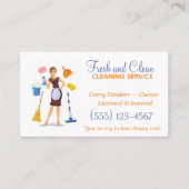 Cartoon Maid House Cleaning Service Visitekaartje (Voorkant)
