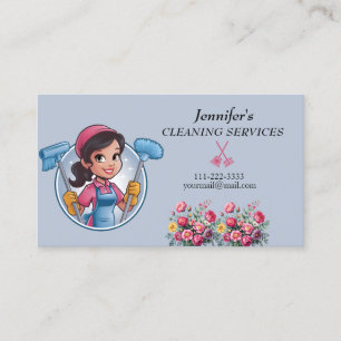 Cartoon Maid House Cleaning Services Visitekaartje