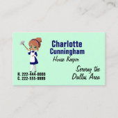 Cartoon Maid House Cleaning Visitekaartje (Voorkant)