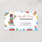 Cartoon Maid House Schoonmaakdiensten Visitekaartje (Voorkant)