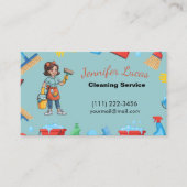 Cartoon Maid House Schoonmaakdiensten Visitekaartje (Voorkant)