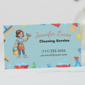 Cartoon Maid House Schoonmaakdiensten Visitekaartje
