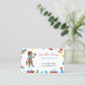 Cartoon Maid House Schoonmaakdiensten Visitekaartje (Staand voorkant)