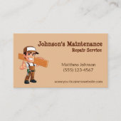 Cartoon Maintenance Service Guy Visitekaartje (Voorkant)
