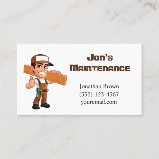 Cartoon Maintenance Service Guy Visitekaartje (Voorkant)