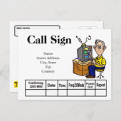 Cartoon Male Ham Operator QSL-kaart past het aan! Briefkaart (Voorkant / Achterkant)