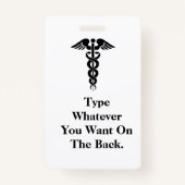 Cartoon Male Nurse Badge past het aan! (Achterkant)