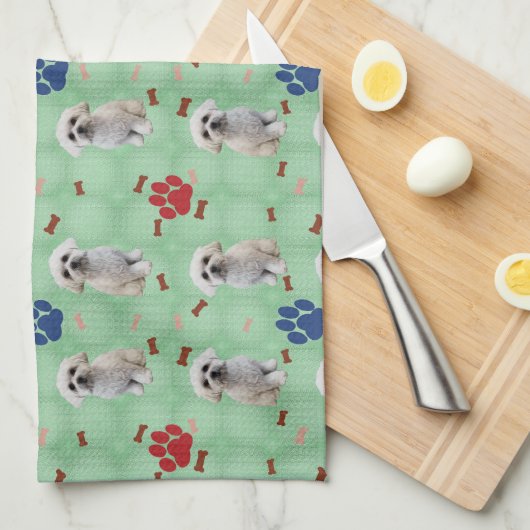 Cartoon Maltees Theedoek (Quarter Fold)