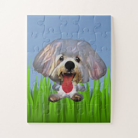 Cartoon Maltese hond Puzzle voor kinderen Legpuzzel (Verticaal)