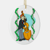 Cartoon man die rechtop in een bassin speelt keramisch ornament (Rechts)