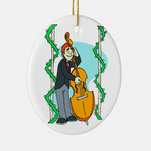 Cartoon man die rechtop in een bassin speelt keramisch ornament (Rechts)