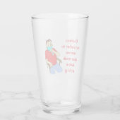 Cartoon Man Drink Bier Glas (Achterkant)