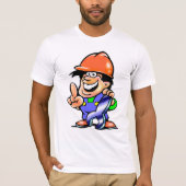 Cartoon Man in een hard Pet Mannen T-shirt (Voorkant)