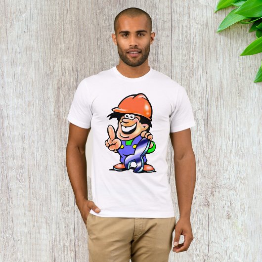 Cartoon Man in een hard Pet Mannen T-shirt