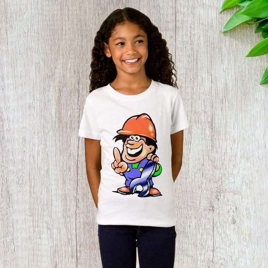 Cartoon Man in een harde Pet meisjes T-shirt