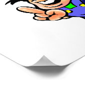 Cartoon Man in een Poster met harde Petten (Hoek)