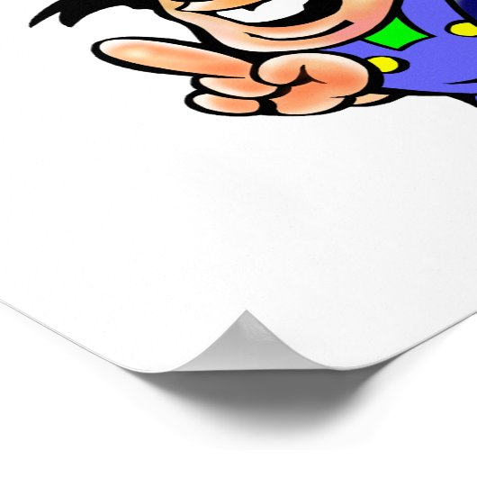 Cartoon Man in een Poster met harde Petten (Hoek)